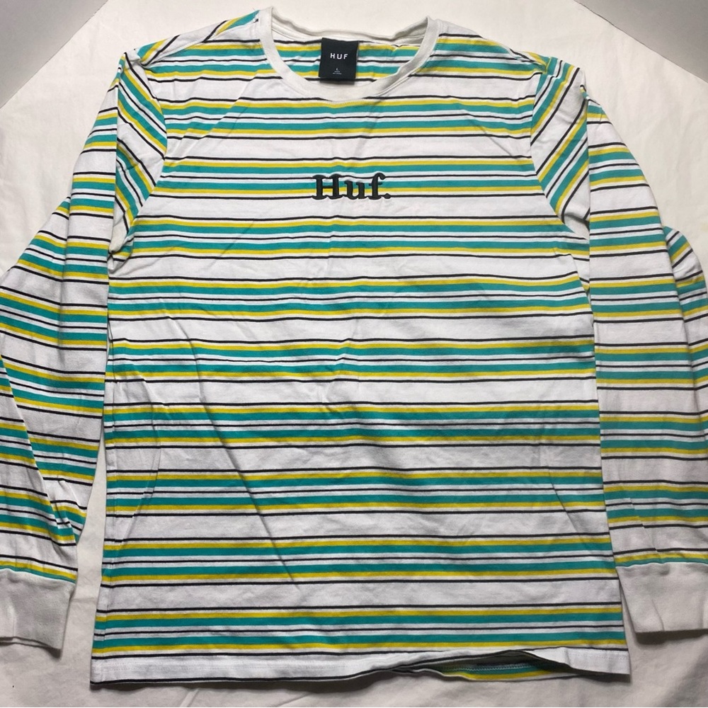 HUF Long Sleeved Striped T Shirt Mens Large
